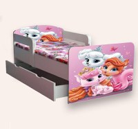 Pat pentru copii Palace Pets cu manere si sertar, 2-12 ani, 160x80 cm - 1