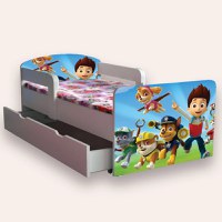 Pat pentru copii Paw Patrol, cu manere, sertar si saltea, 2-6 ani, 130x60 cm - 2