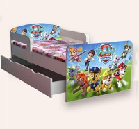 Pat pentru copii Paw Patrol varianta 2, cu manere, sertar si saltea, 2-8 ani, 140x70 cm - 2
