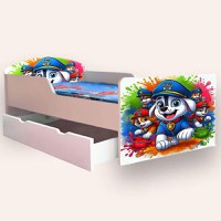 Pat pentru copii Paw Patrol varianta 4, cu sertar si saltea, 2-8 ani, 140x70 cm - 2