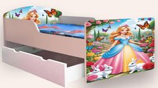 Pat pentru copii Printesa, cu sertar, 2-12 ani, 160x80 cm