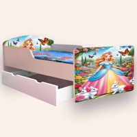 Pat pentru copii Printesa, cu sertar, 2-12 ani, 160x80 cm - 1