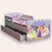 Pat pentru copii Printese, cu manere, sertar si saltea, 2-6 ani, 130x60 cm - 2