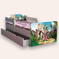 Pat pentru copii Rapunzel, cu manere si sertar, 2-12 ani, 160x80 cm - 2