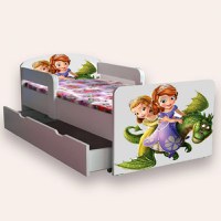 Pat pentru copii Sofia varianta 2, cu manere si sertar, 2-6 ani, 130x60 cm - 2