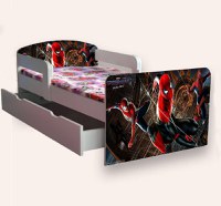 Pat pentru copii Spider Man varianta 2 cu manere si sertar, 2-12 ani, 160x80 cm - 2