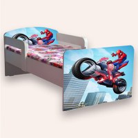 Pat pentru copii Spider Man varianta 3, cu manere si saltea, 2-6 ani, 130x60 cm - 2
