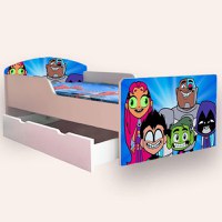 Pat pentru copii Tinerii Titani, cu sertar, 2-12 ani, 160x80 cm - 2