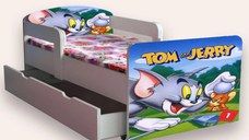 Pat pentru copii Tom si Jerry, cu manere, sertar si saltea, 2-12 ani, 160x80 cm