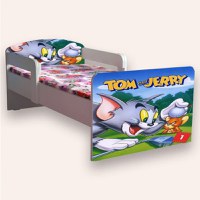 Pat pentru copii Tom si Jerry, cu manere si saltea, 2-8 ani, 140x70 cm - 1