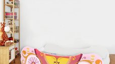 Pat pentru copii Trasura Cenusareasa Alb, 2-12 ani, 160x80 cm