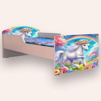 Pat pentru copii Unicorn varianta 2, cu saltea, 2-6 ani, 130x60 cm - 2