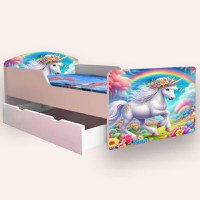 Pat pentru copii Unicorn varianta 2, cu sertar si saltea, 2-8 ani, 140x70 cm - 2