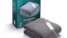 Patura cu incalzire electrica Vitammy huggy plaid 180 x 130 cm gri inchis