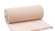 Patura impletita din bumbac organic 80x100 cm dusty pink