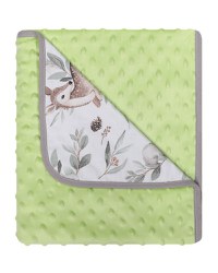 Paturica cu doua fete Minky si bumbac 80x90 cm Green Forrest - 1