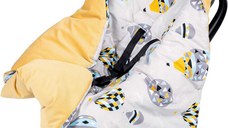 Paturica de infasat Infantilo pentru scaun auto Velvet baloane galben mustar