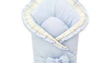 Paturica de infasat MimiNu cu volanase si dantela 75x75 cm Blue