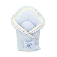 Paturica de infasat MimiNu cu volanase si dantela 75x75 cm Blue - 1