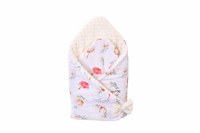 Paturica de infasat model flori de bumbac si plus minky crem 80x80 cm - 2