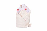 Paturica de infasat model flori de bumbac si plus minky crem 80x80 cm - 1