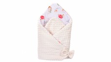 Paturica de infasat model flori de bumbac si plus minky crem 80x80 cm