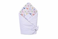 Paturica de infasat model fluturasi si plus minky alb 80x80 cm - 1