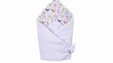 Paturica de infasat model fluturasi si plus minky alb 80x80 cm