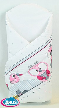 Paturica de infasat multifunctionala standard 80x80 cm Pink Owls New1 - 1