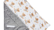 Paturica de infasat nou-nascut Minky Teddy Bear 80x80 cm