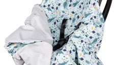 Paturica de infasat pentru scaun auto Infantilo Velvet IF19109, Blue Rabbit Gri