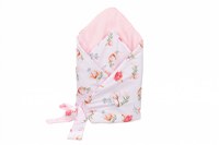 Paturica de infasat roz model flori de bumbac 80x80 cm - 1