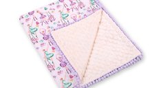 Paturica din bumbac cu doua fete 90x75 cm Minky Ballerinas Lilac