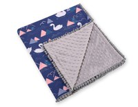 Paturica din bumbac cu doua fete 90x75 cm Minky Swans Navy Blue - 1
