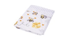 Paturica din bumbac model albinute si plus minky alb 80x80 cm