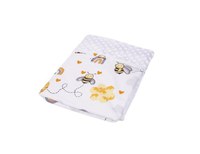 Paturica din bumbac model albinute si plus minky alb 80x80 cm - 1