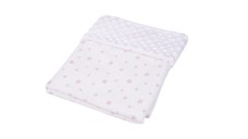 Paturica din bumbac model stelute si plus minky alb 80x80 cm
