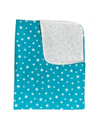Paturica din panza de bumbac Junior 118x148 cm stelute turquise - 1