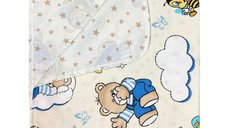 Paturica din panza de bumbac Junior 118x148 cm ursi cu albine crem