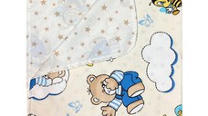 Paturica din panza de bumbac Junior 118x148 cm ursi cu albine crem