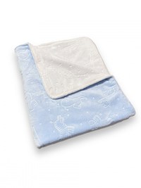 Paturica dubla din cocolino 70x90 cm Zoo albastru pal alb - 1