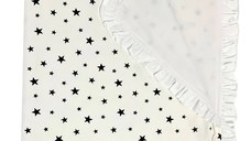 Paturica dubla pentru vara cu volanas stelute bleumarin pe alb