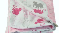 Paturica Minky pentru copii 75x75 cm Pink Elephant