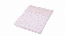 Paturica pentru bebelusi din bumbac cu stelute roz si plus minky, 80x80 cm