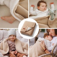 Paturica pentru copii Babyono Crem din bumbac cu polar 75x100 cm - 2