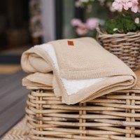 Paturica pentru copii Babyono Crem din bumbac cu polar 75x100 cm - 6