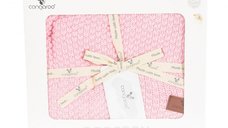 Paturica tricotata din bumbac si fibre bambus 80x100 cm Cangaroo Popcorn Pink