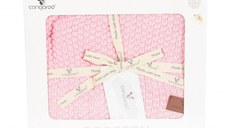 Paturica tricotata din bumbac si fibre bambus 80x100 cm Cangaroo Popcorn Pink