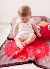 Paturica tricotata din bumbac Strut Roz cu Gri - 2