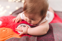 Paturica tricotata din bumbac Strut Roz cu Gri - 3